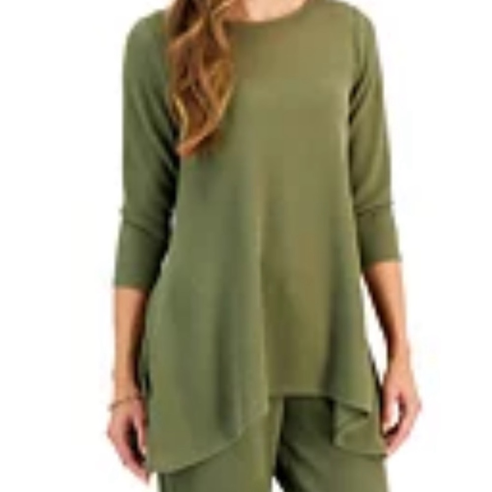 JM Collection olive green long sleeve tunic